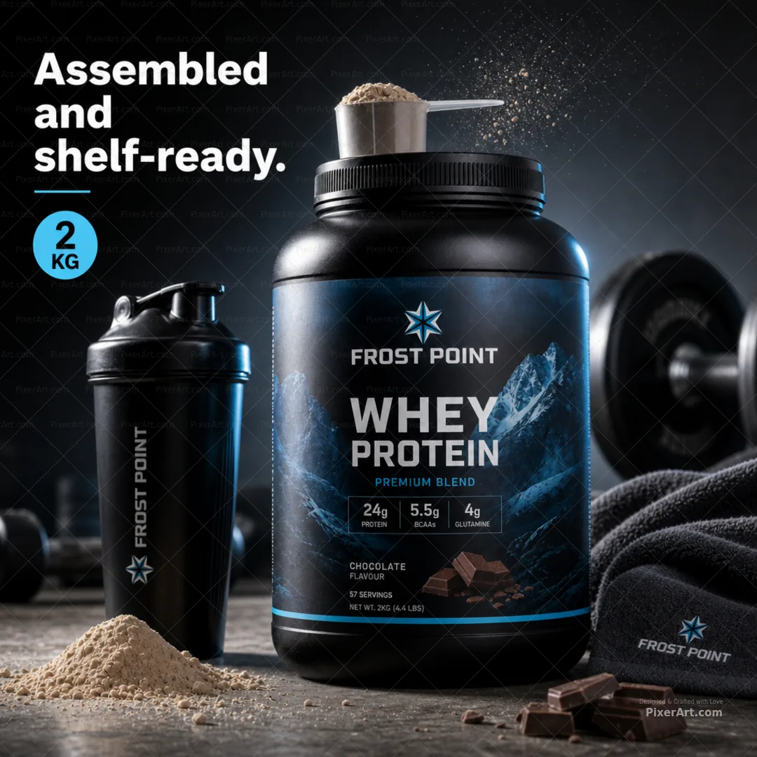 Frost Point Protein powder HDPE tub + scoop