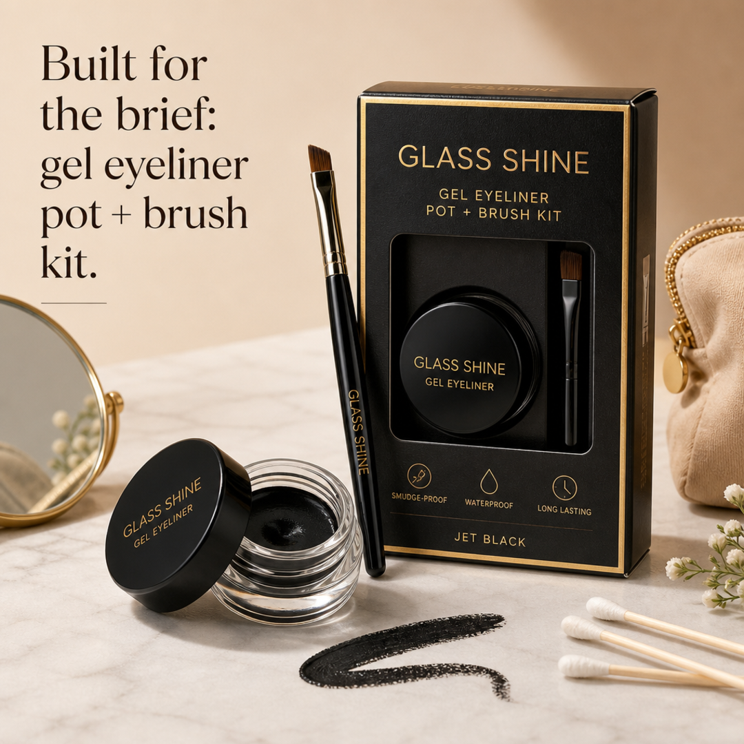 Glass Shine Gel eyeliner pot + brush kit