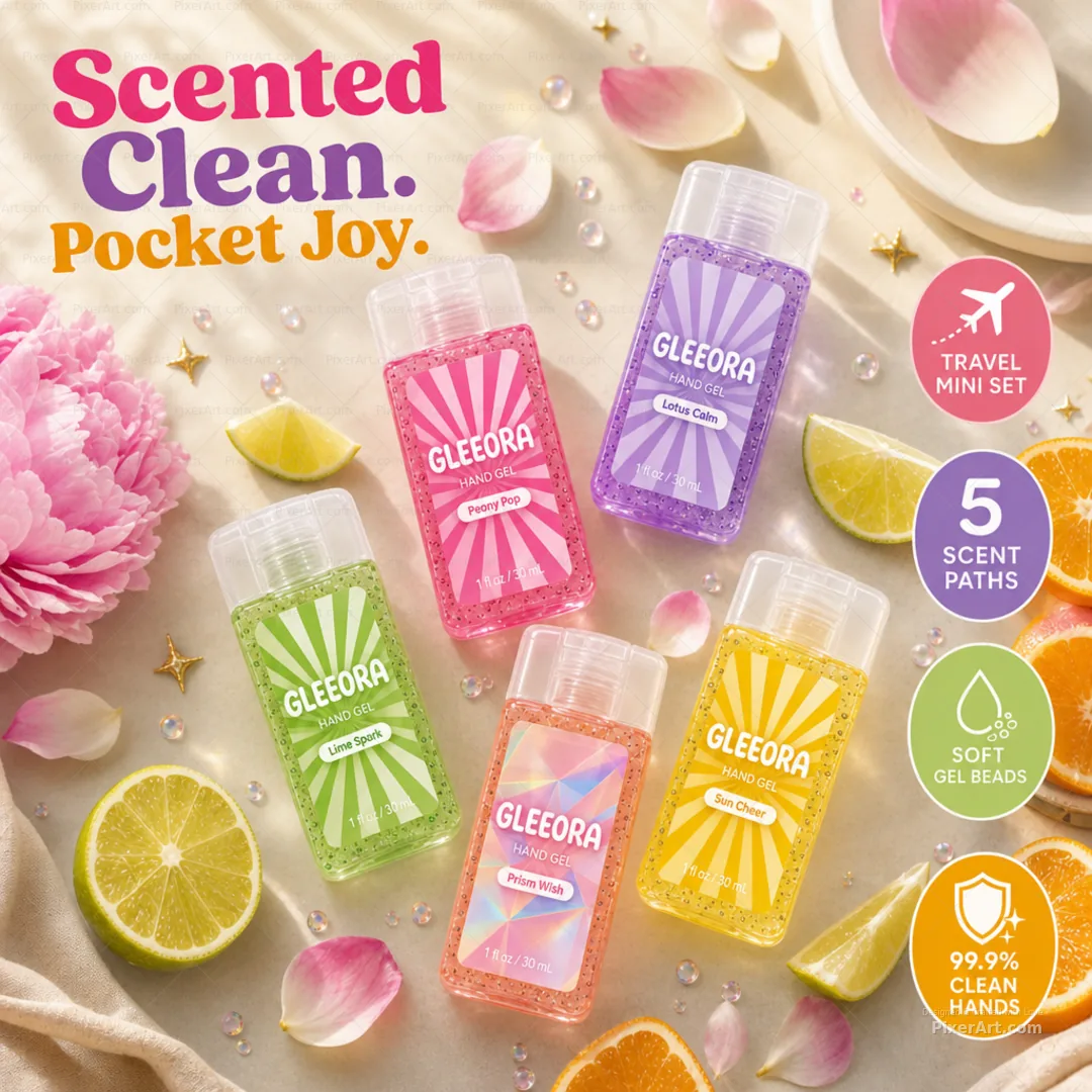 Gleeora Travel Gel Sanitizer Quintet