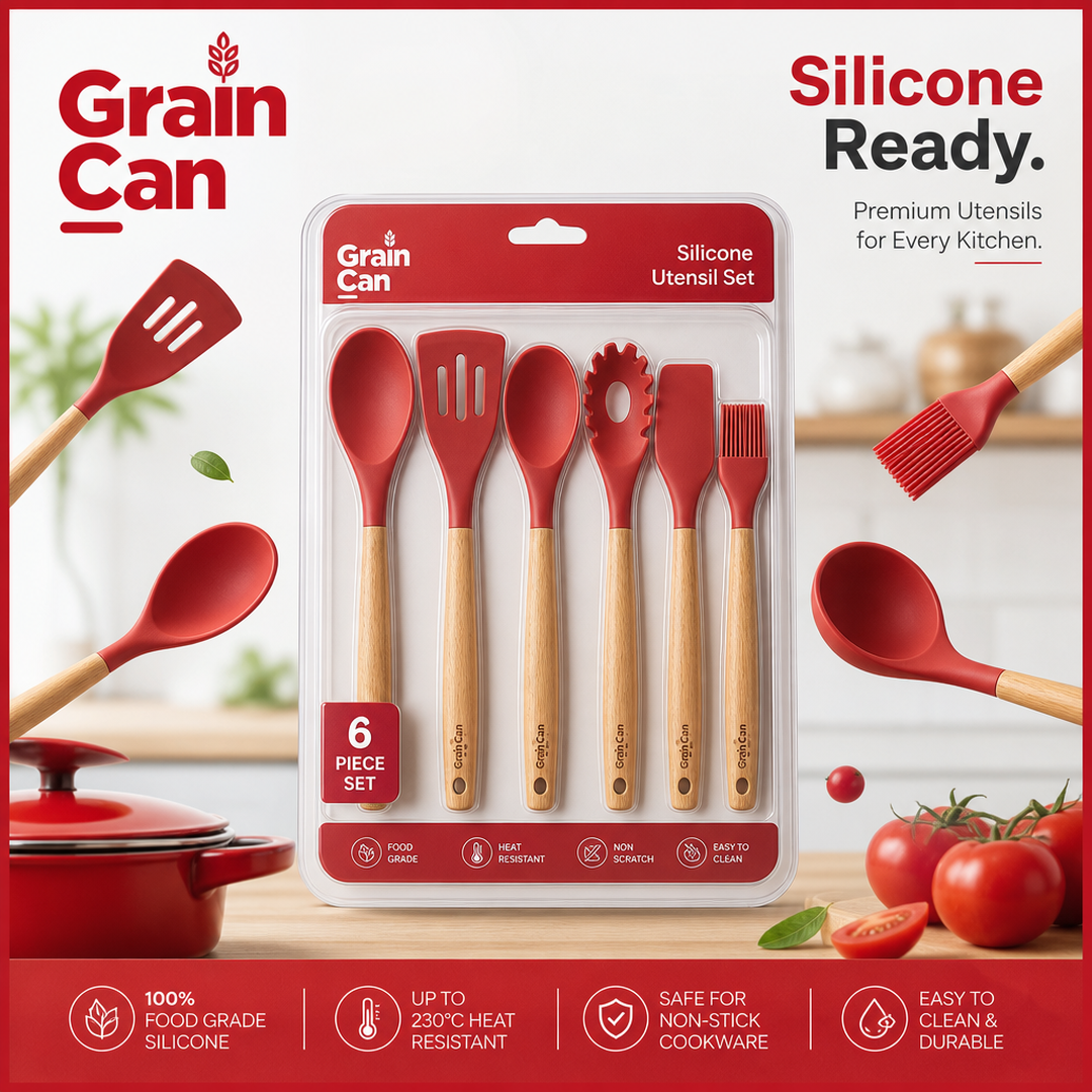 Grain Can Silicone Utensil Set Blister Tray