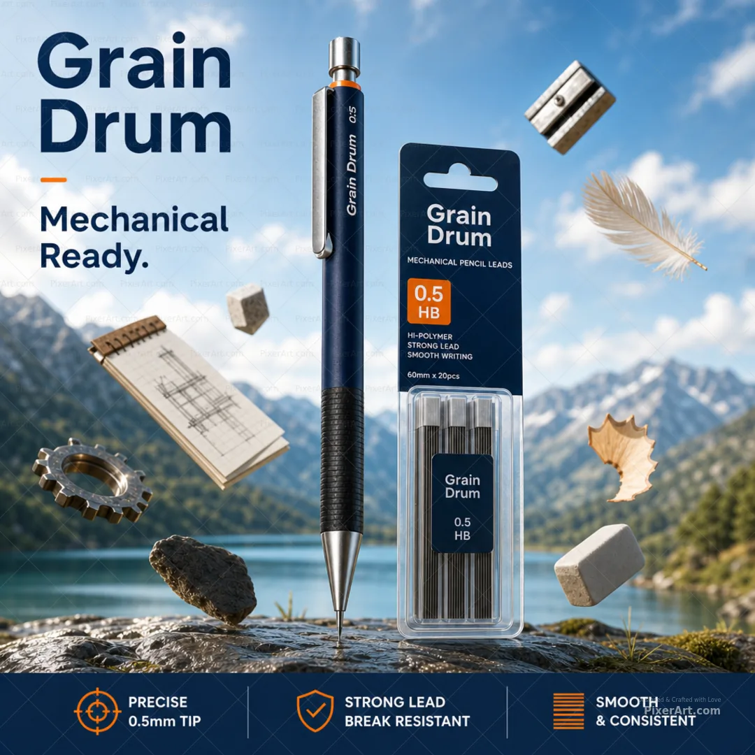 Grain Drum Mechanical Pencil + Lead Refill Blister