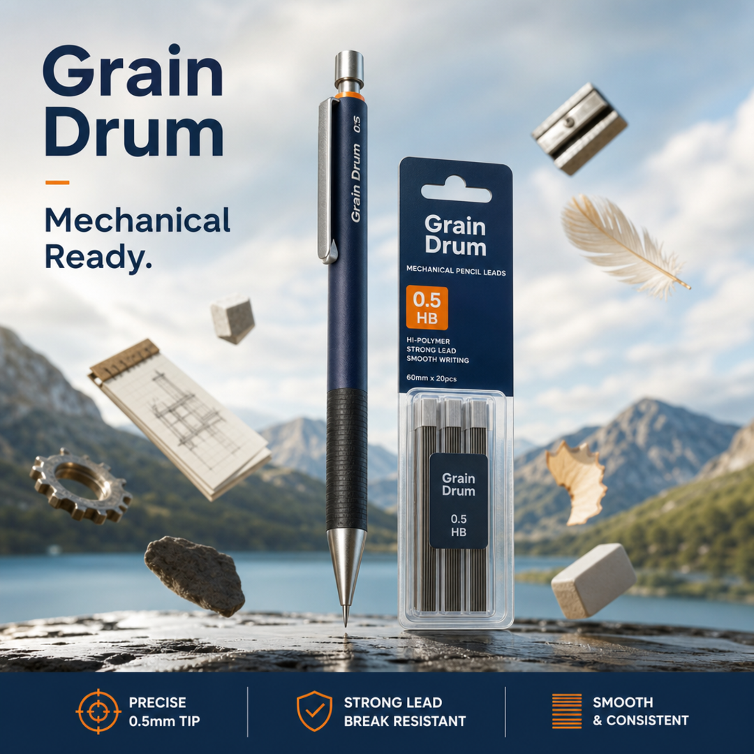 Grain Drum Mechanical Pencil + Lead Refill Blister