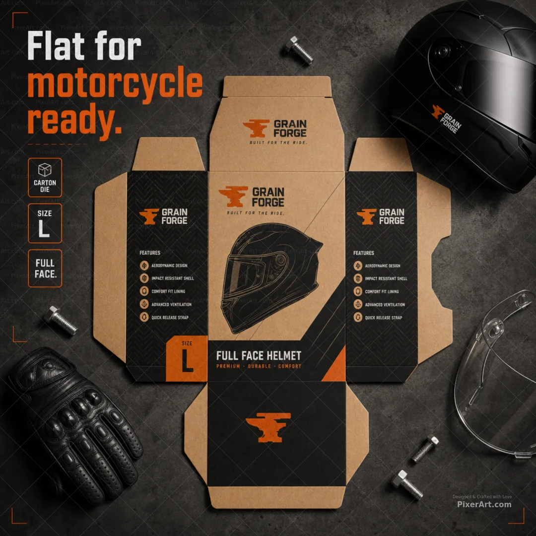 Grain Forge Motorcycle Helmet Retail Carton