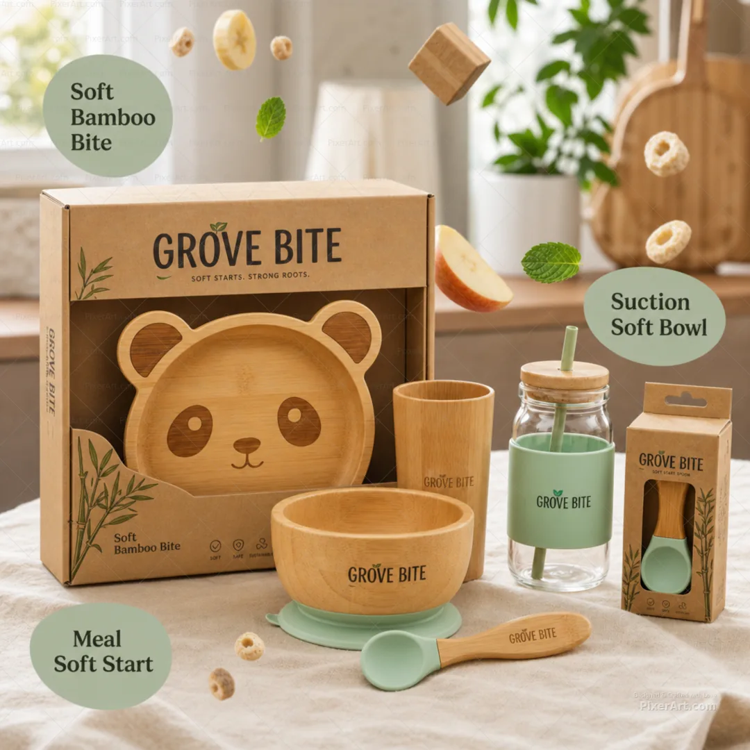 Grove Bite Soft Bamboo Meal Set