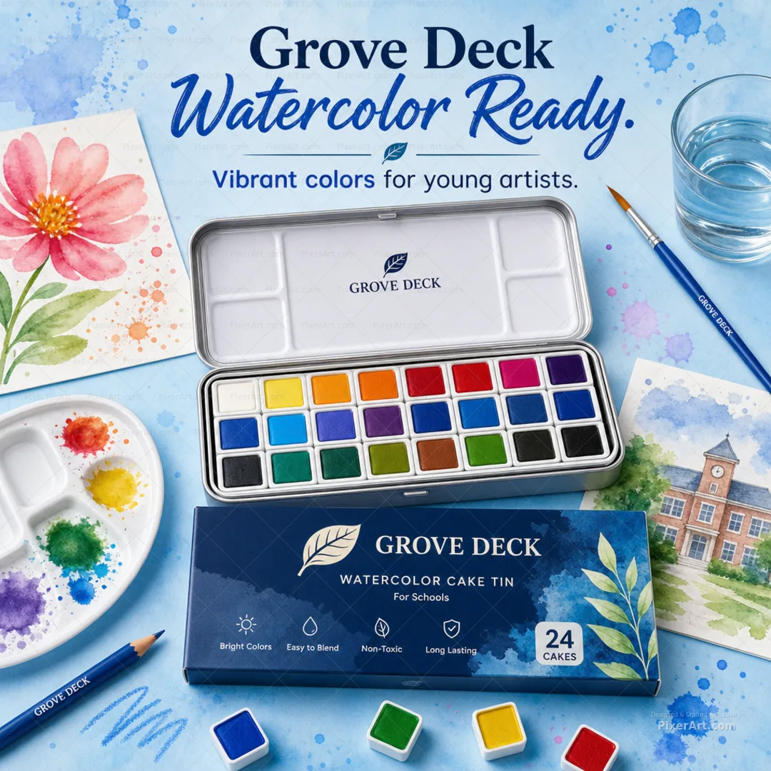 Grove Deck Watercolor Cake Tin For Schools