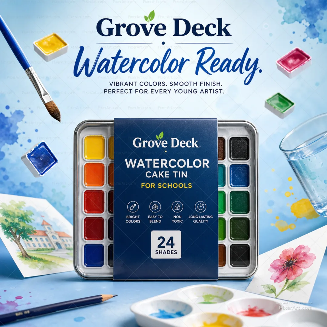 Grove Deck Watercolor Cake Tin For Schools