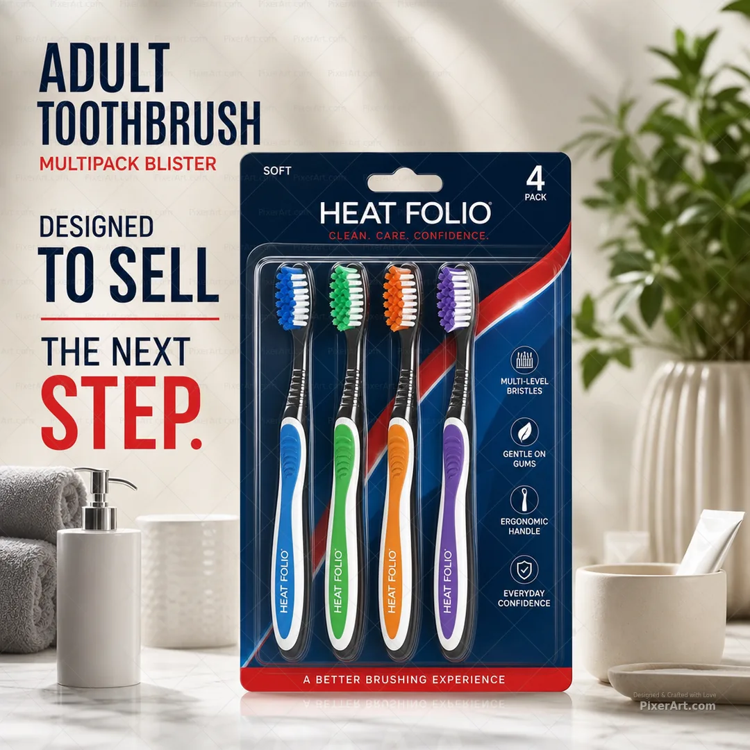 Heat Folio Adult toothbrush multipack blister