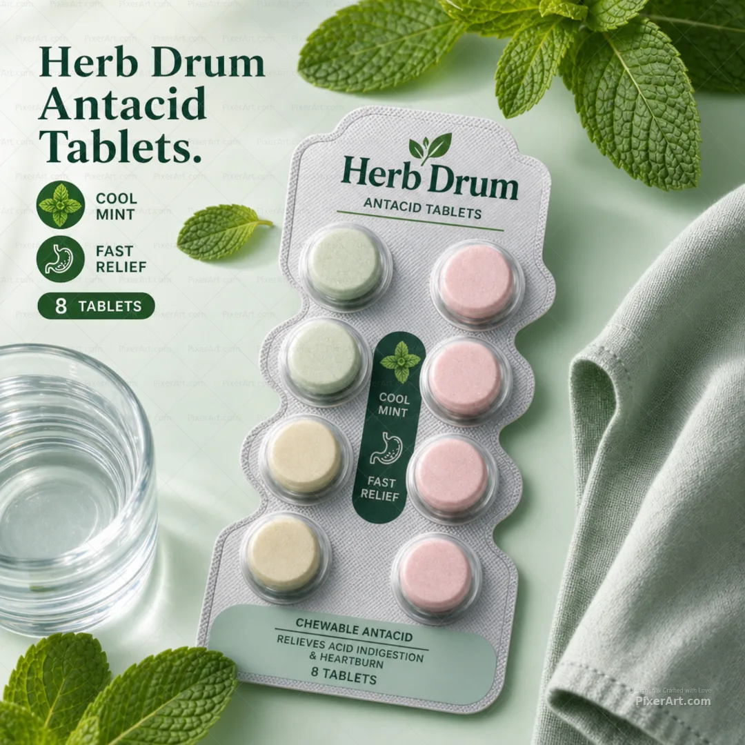 Herb Drum Antacid tablet blister
