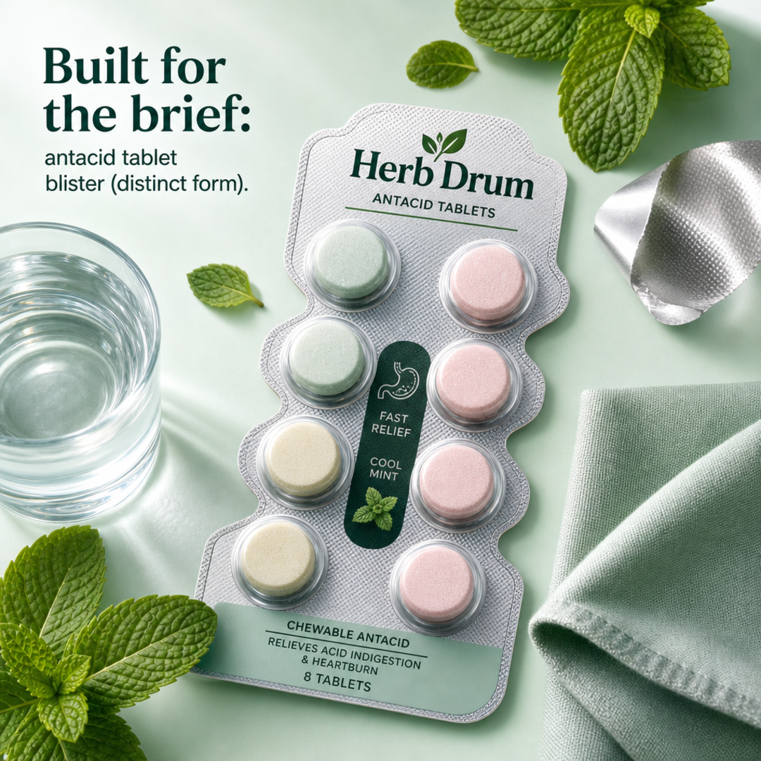 Herb Drum Antacid tablet blister