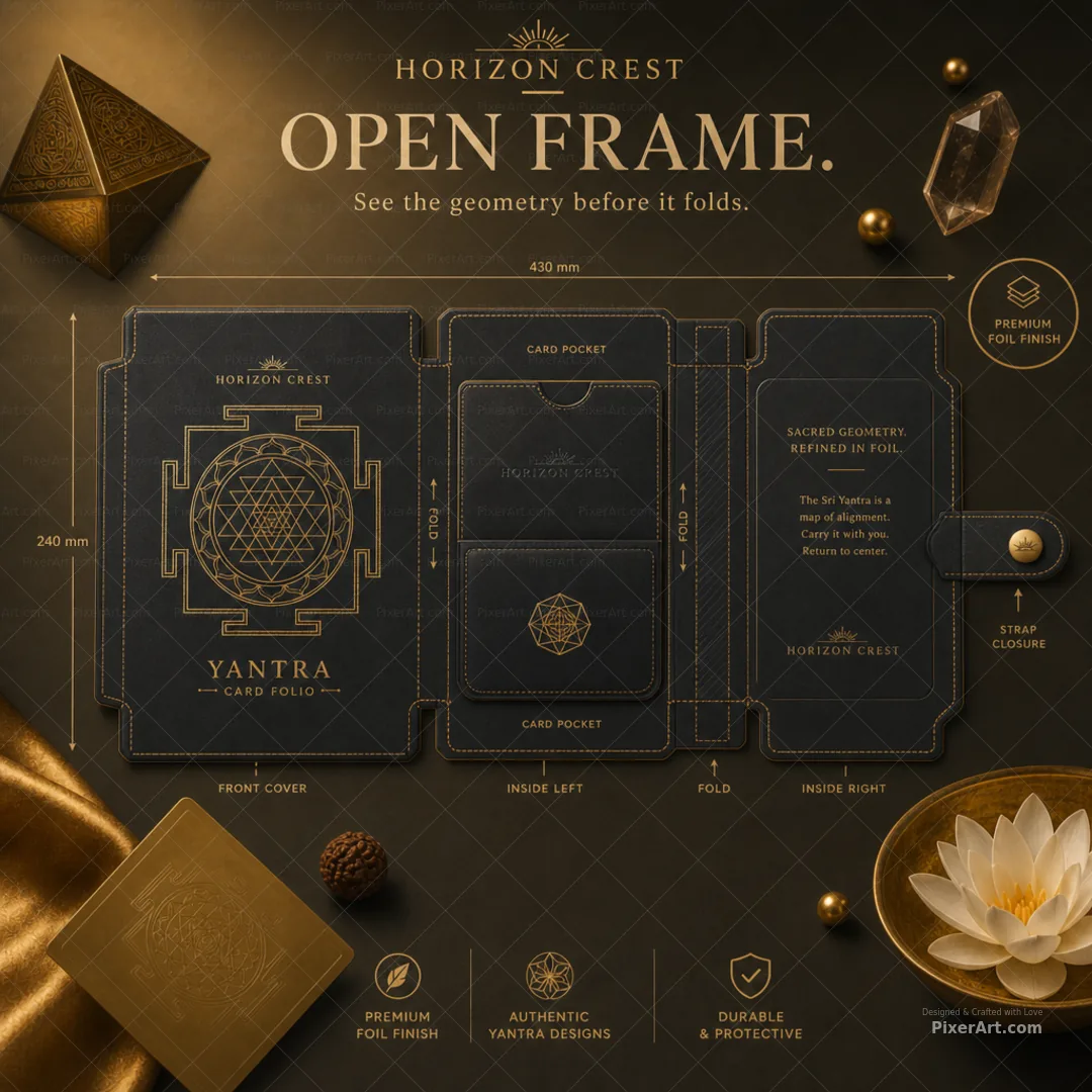 Horizon Crest Yantra / Geometric Art Foil Card Folio