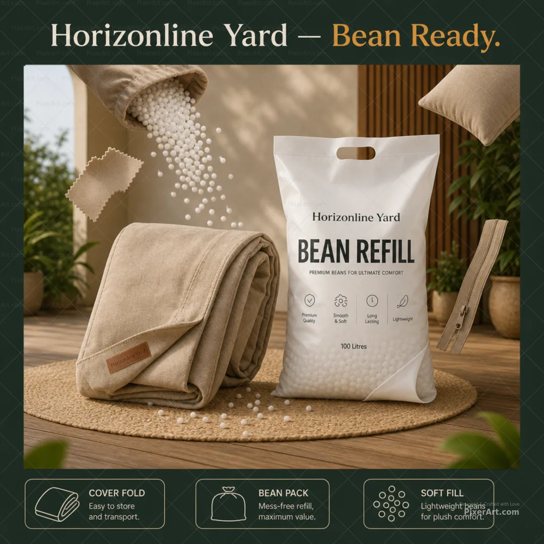 Horizonline Yard Bean Bag Cover + Bean Refill Pack