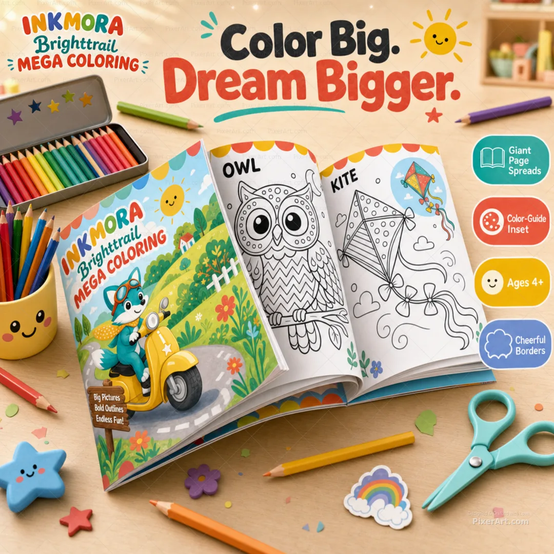 Inkmora Brighttrail Mega Coloring Folio