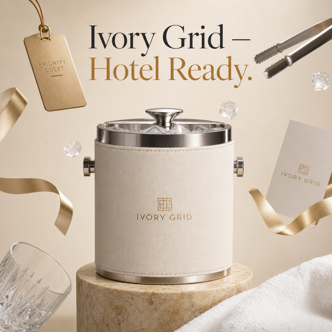 Ivory Grid Hotel Ice Bucket Wrap Sleeve