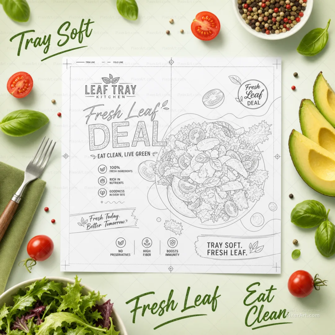 Leaf Tray Salad Banner Poster