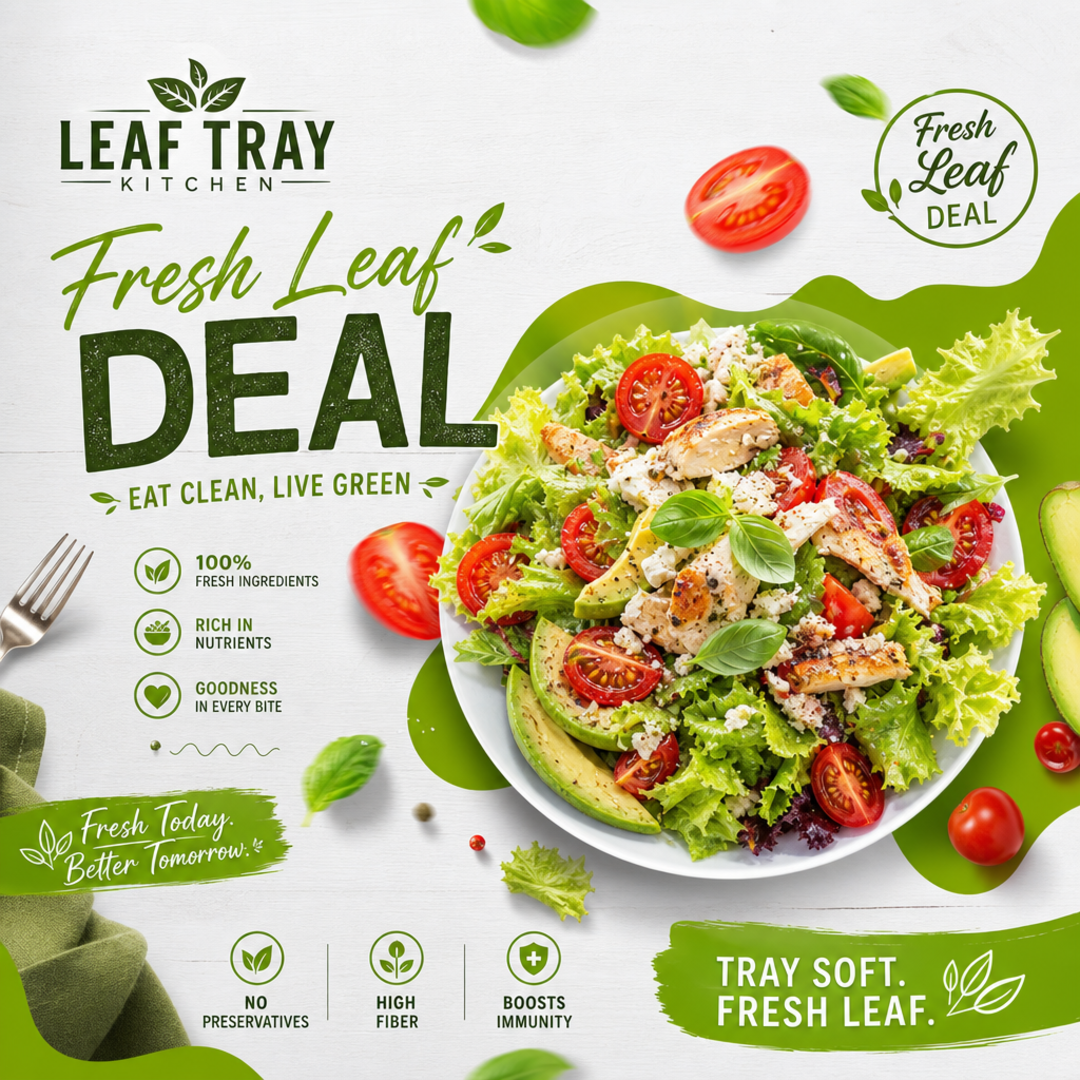 Leaf Tray Salad Banner Poster