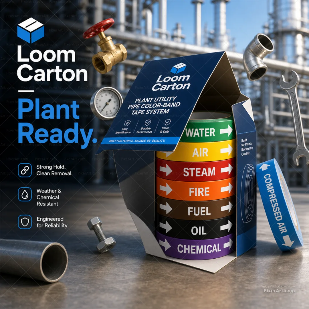 Loom Carton Plant Utility Pipe Color-Band Tape System