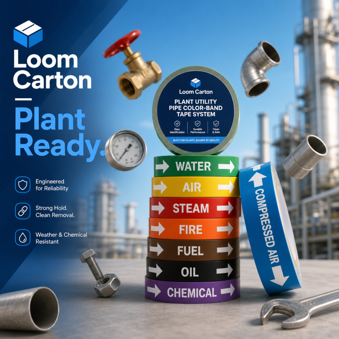 Loom Carton Plant Utility Pipe Color-Band Tape System