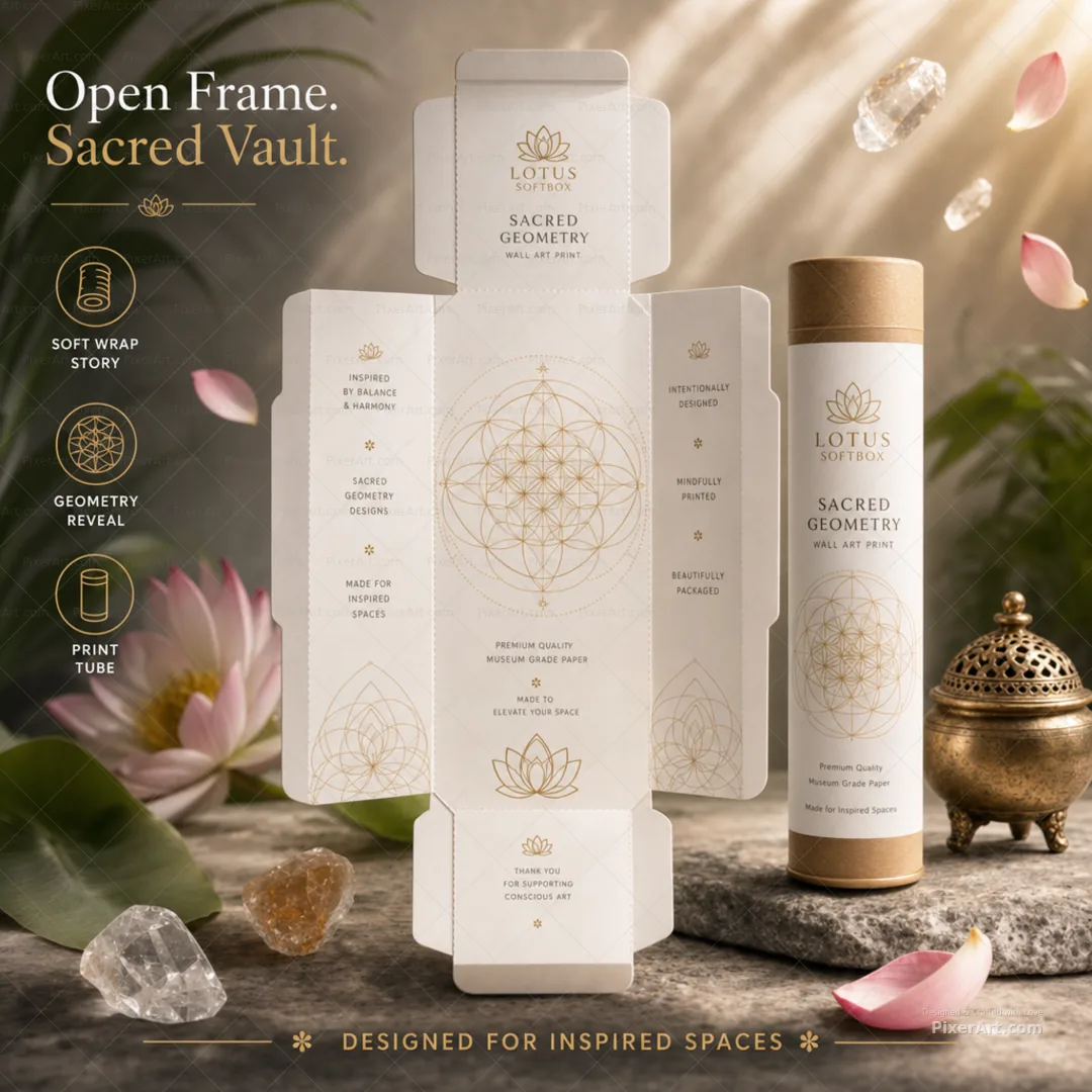 Lotus Softbox Sacred Geometry Wall Art Print Tube