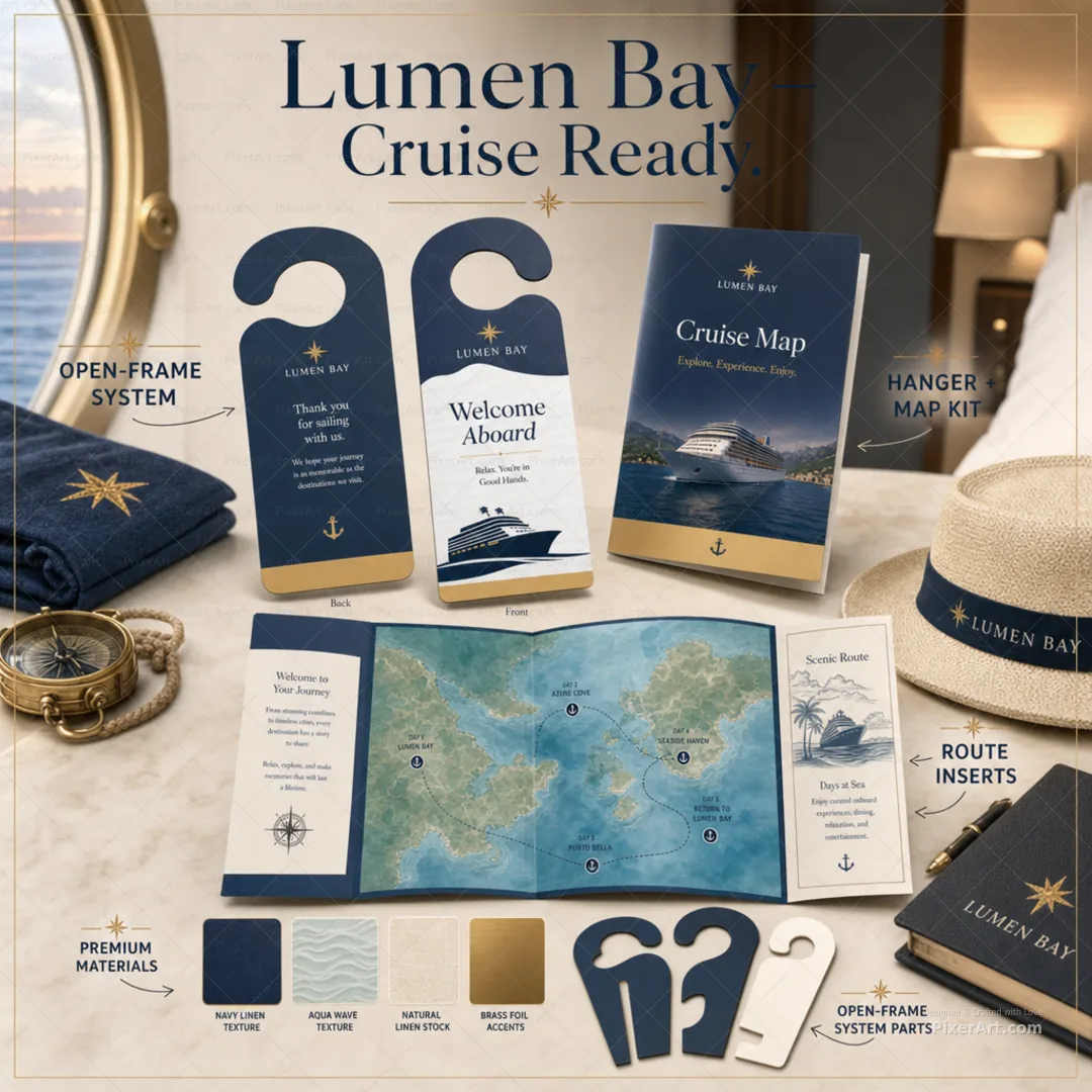 Lumen Bay Cruise Cabin Door Hanger + Map Booklet