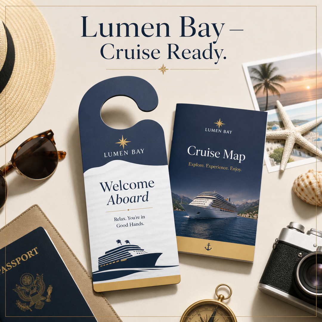 Lumen Bay Cruise Cabin Door Hanger + Map Booklet