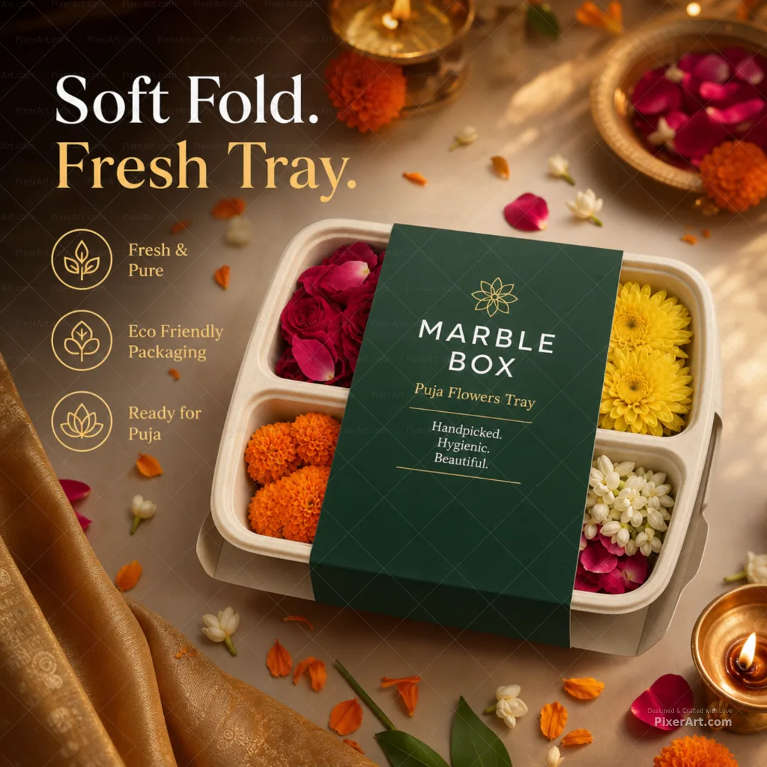 Marble Box Puja Flower Packaging Tray Sleeve