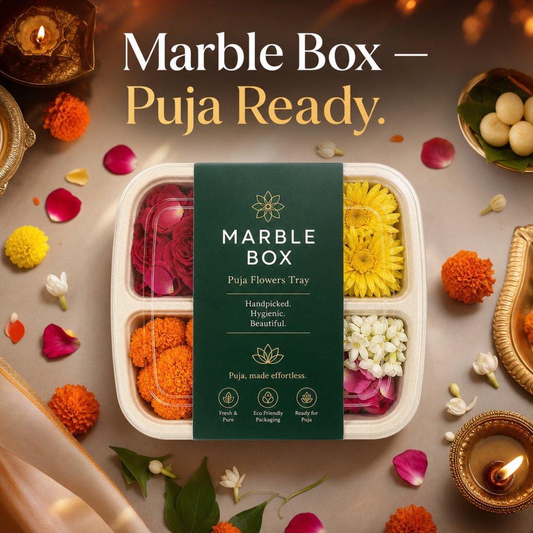 Marble Box Puja Flower Packaging Tray Sleeve