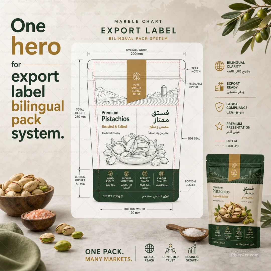 Marble Chart Export label bilingual pack system