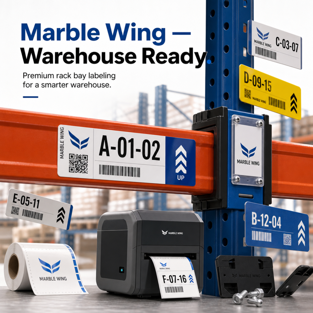 Marble Wing Warehouse Rack Bay Labeling System