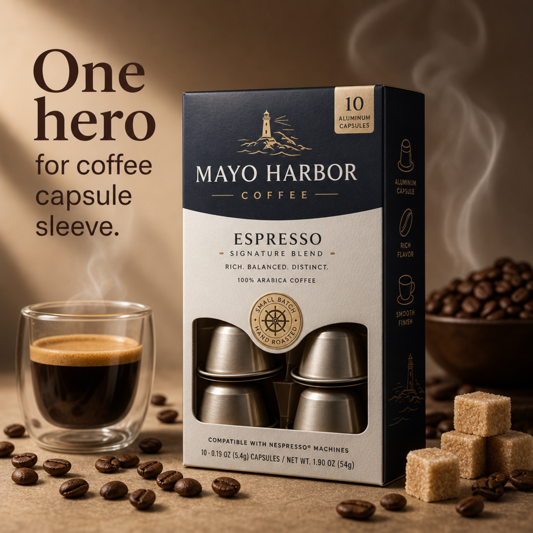 Mayo Harbor Coffee capsule sleeve
