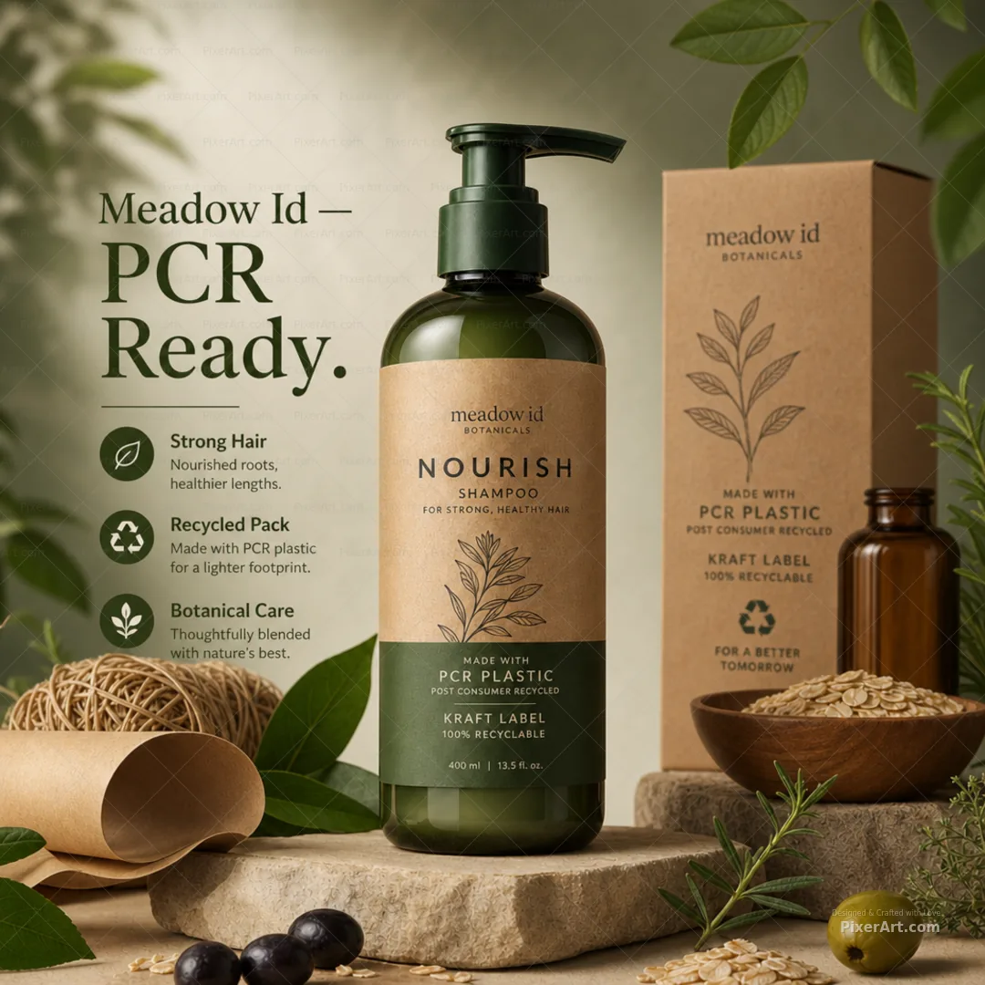 Meadow Id Sustainable pack material story poster (PCR