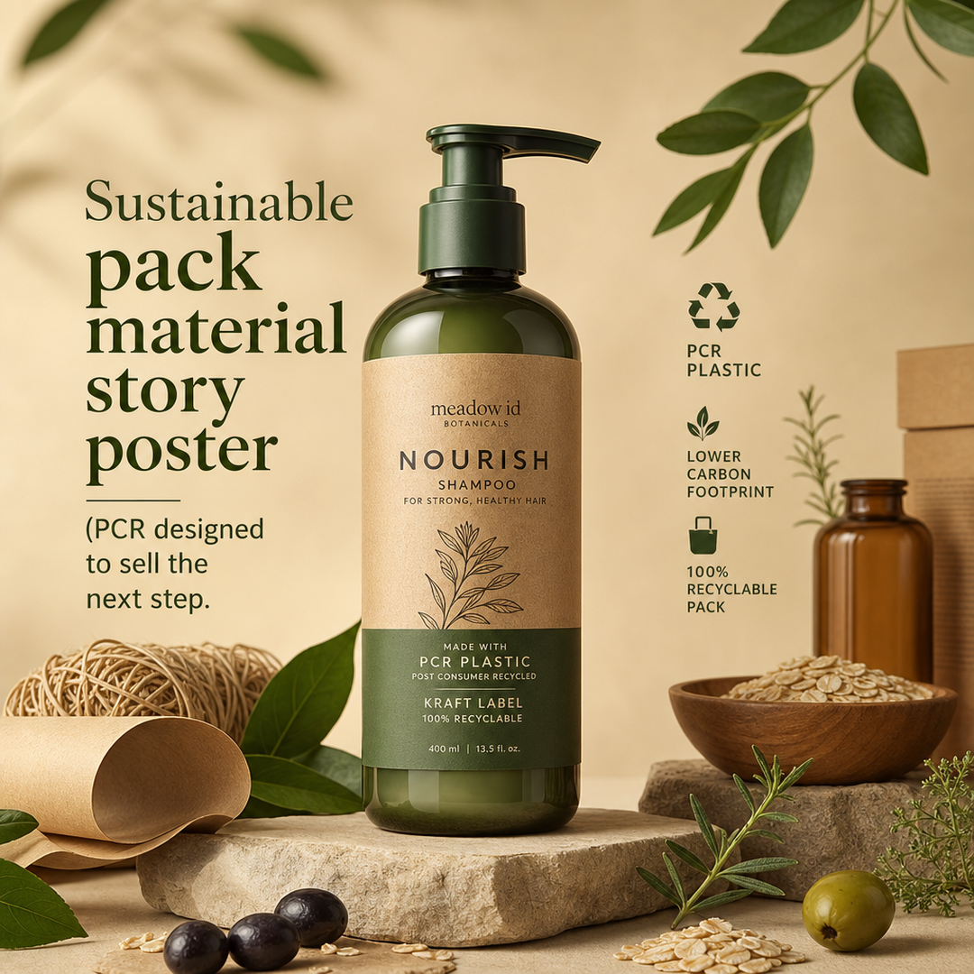 Meadow Id Sustainable pack material story poster (PCR