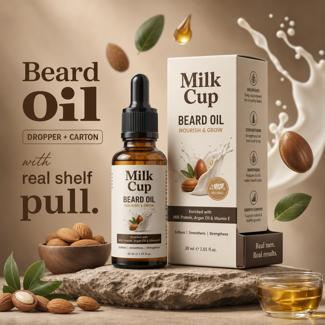 Milk Cup Beard oil dropper + carton