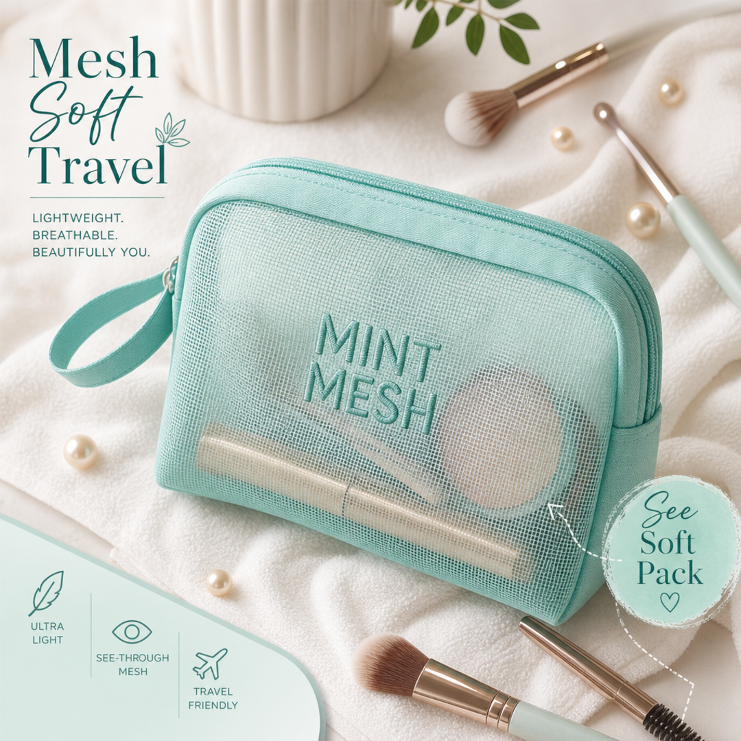 Mint Mesh Travel Pouch