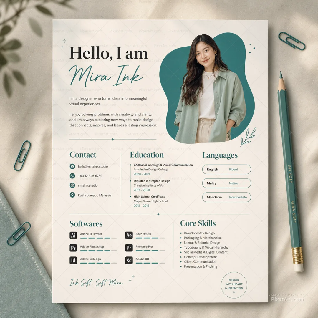 Mira Ink Teal Designer CV