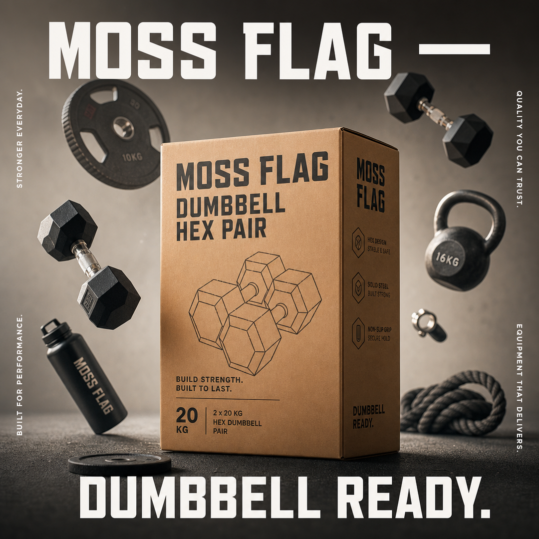 Moss Flag Dumbbell Hex Pair Carton