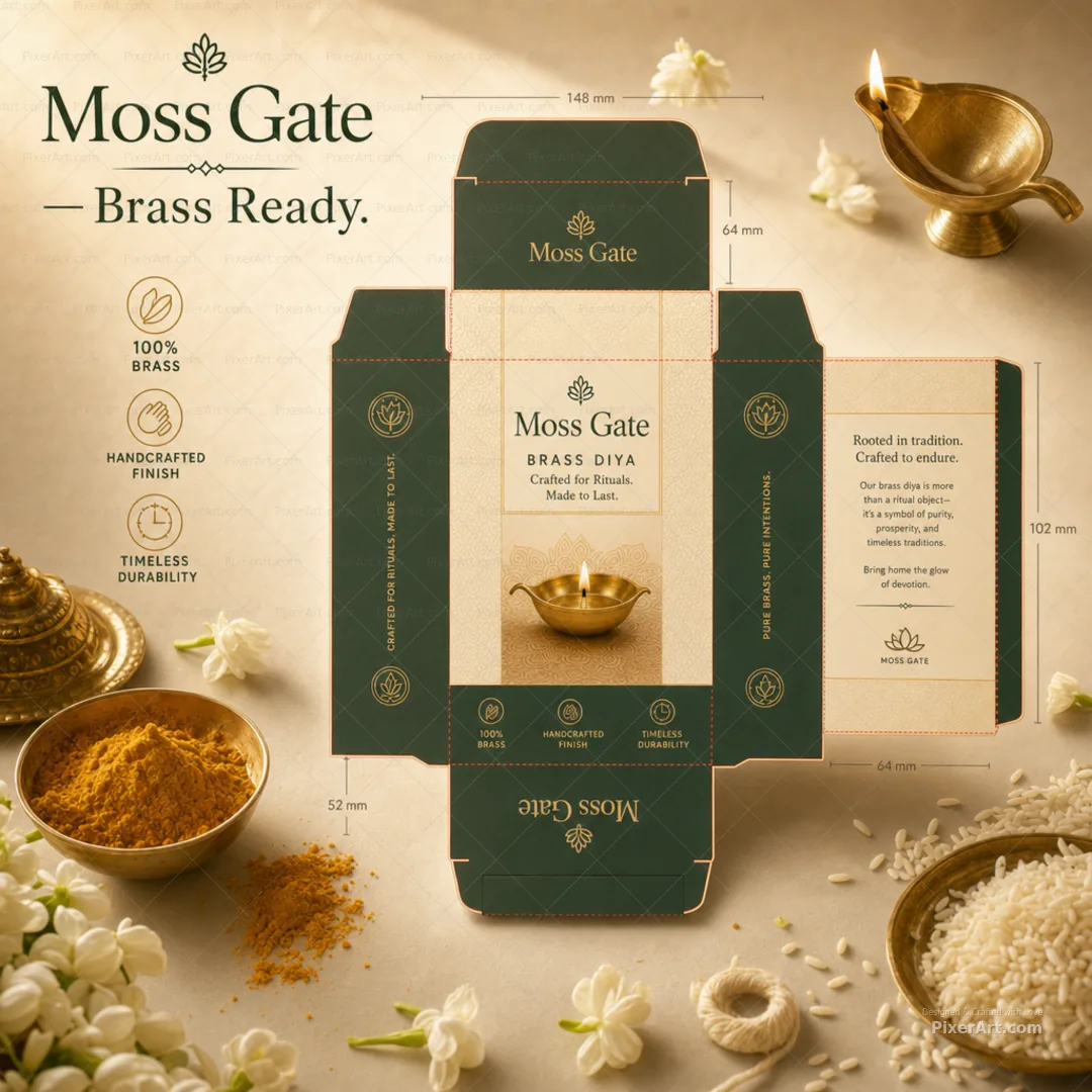 Moss Gate Brass Diya Retail Carton + Foam Nest