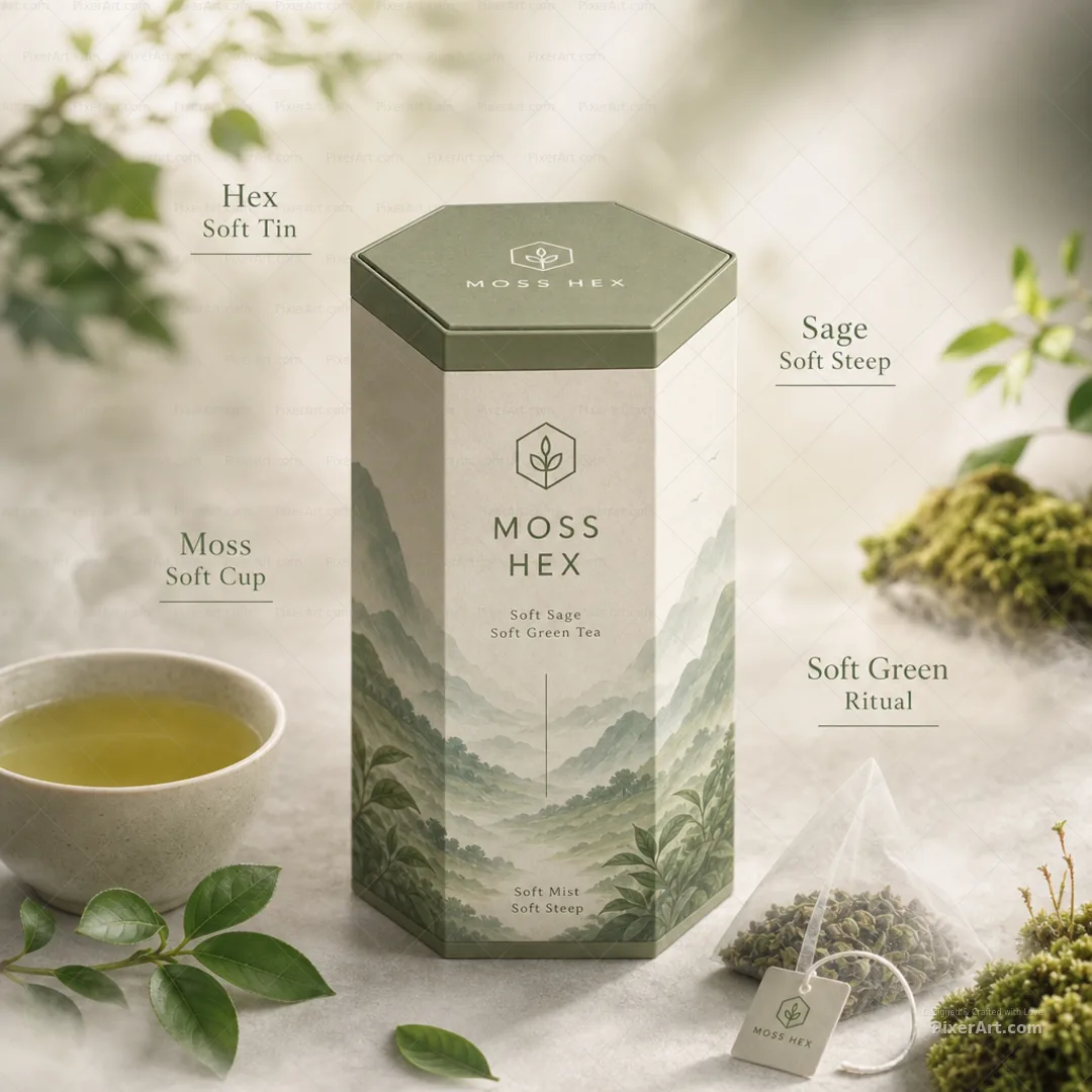 Moss Hex Soft Sage Green Tea Tin