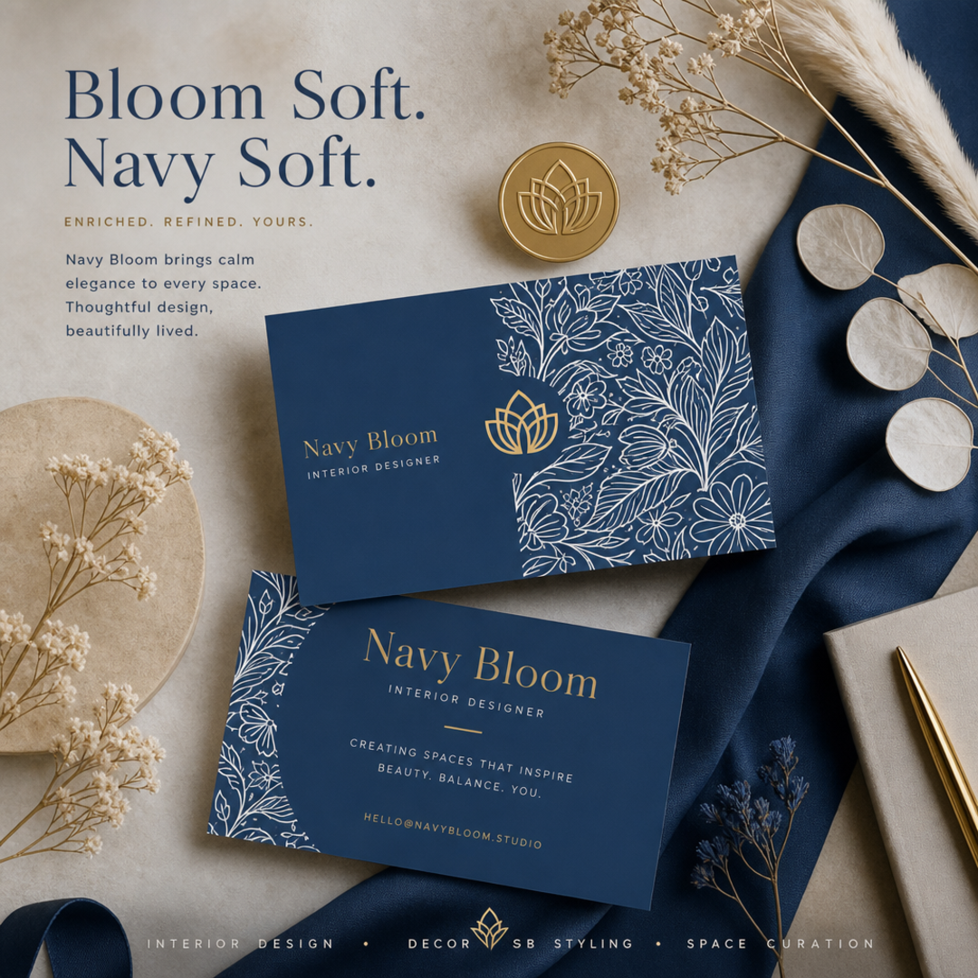 Navy Bloom Interior Cards