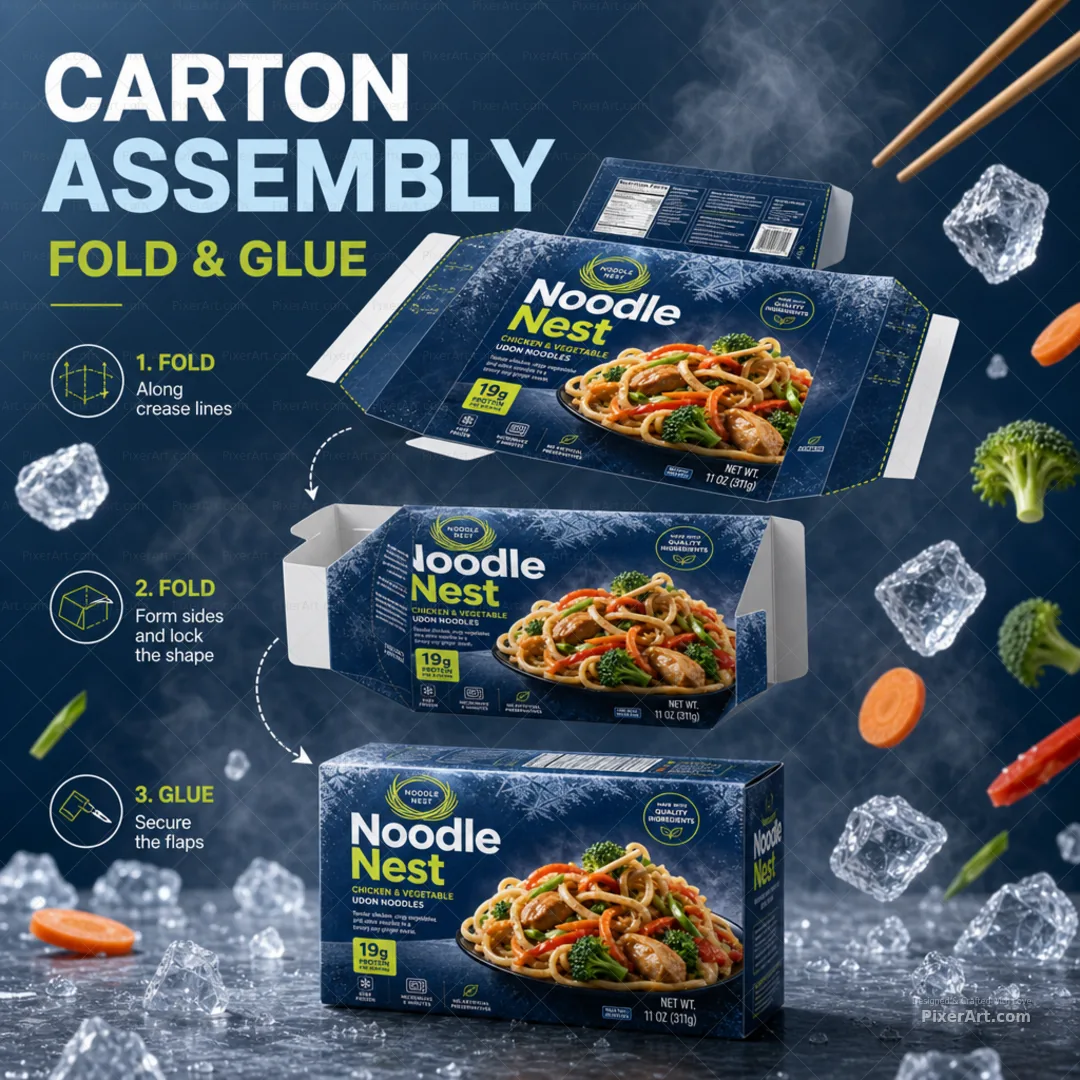 Noodle Nest Frozen meal carton sleeve