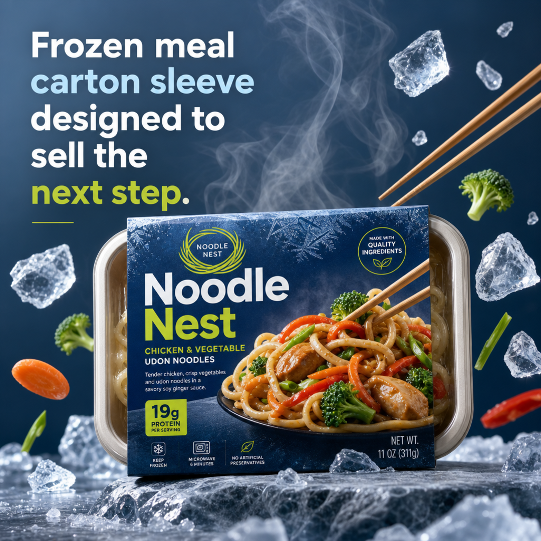 Noodle Nest Frozen meal carton sleeve