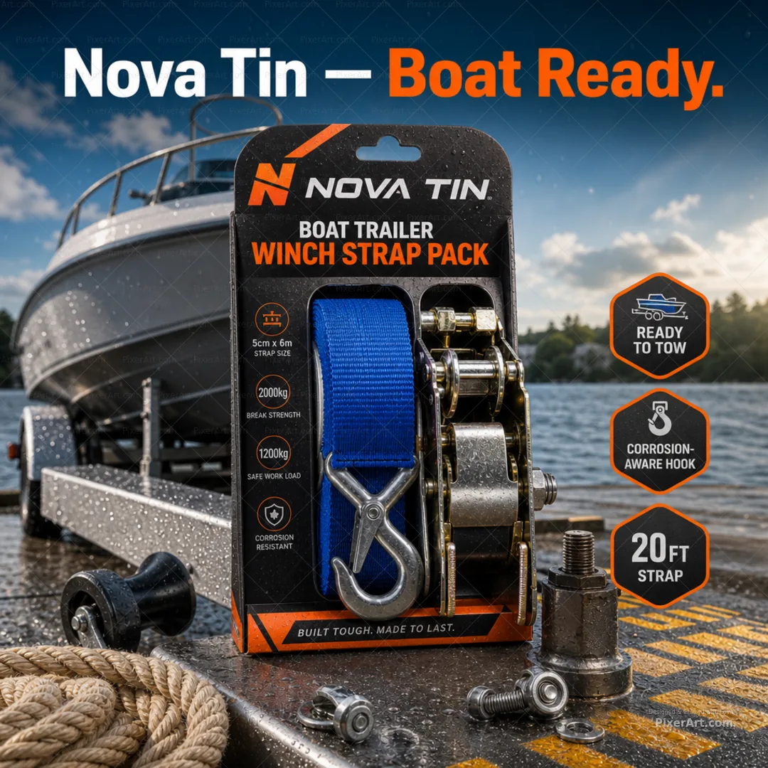 Nova Tin Boat Trailer Winch Strap Pack