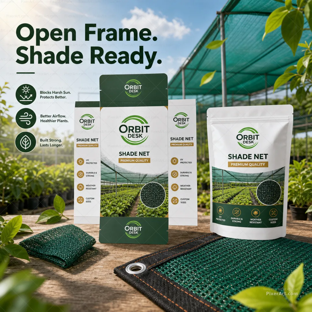 Orbit Desk Shade Net Sample + Bag Print
