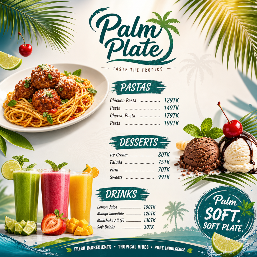 Palm Plate Tropical Menu