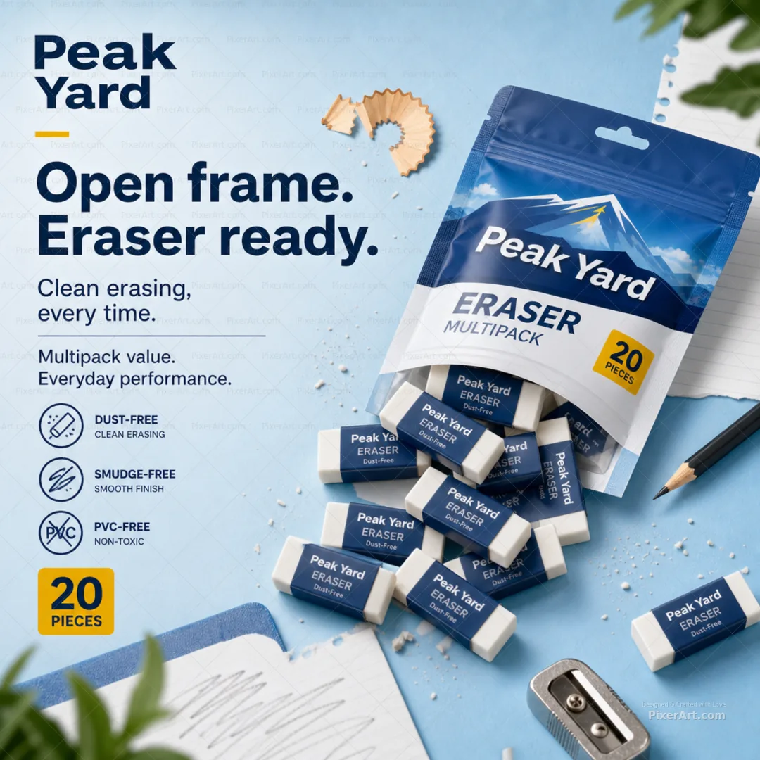Peak Yard Eraser Multipack Hanging Pouch