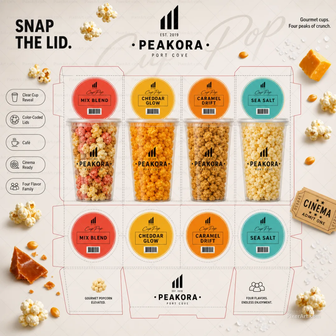 Peakora Color-Lid Popcorn Cups