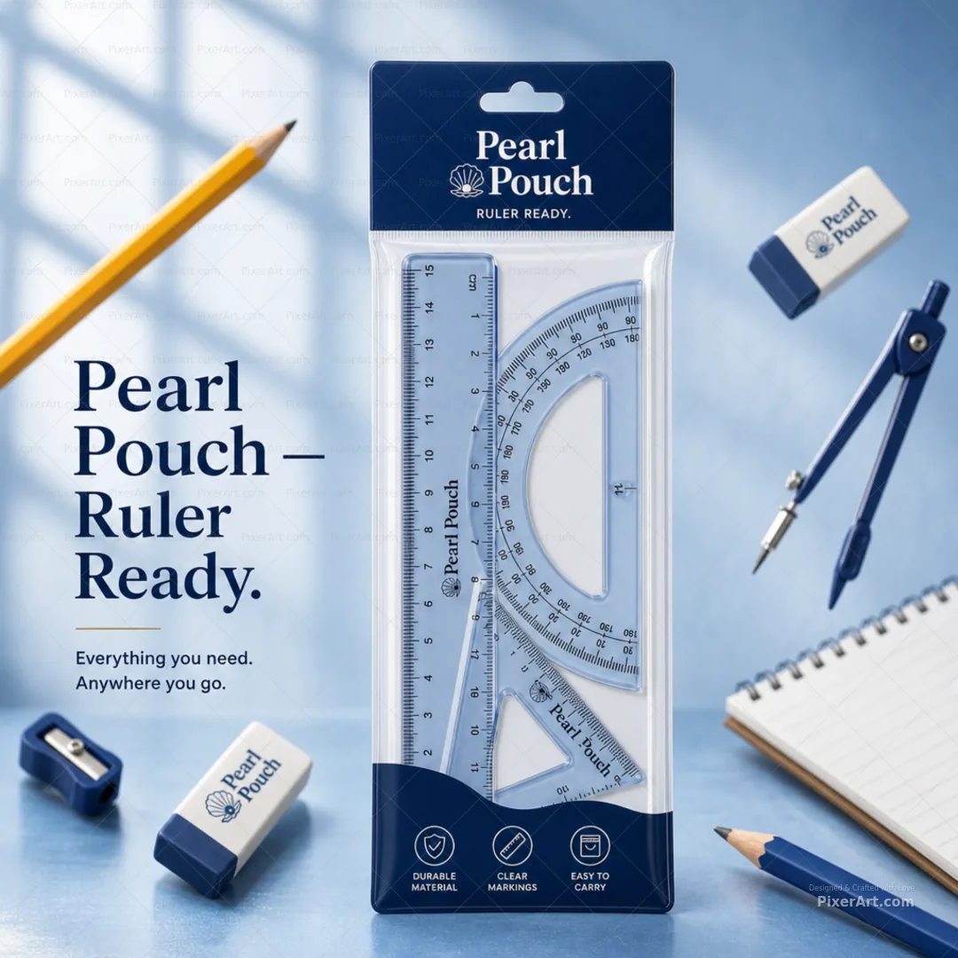 Pearl Pouch Ruler / Scale Set Hanging Sleeve