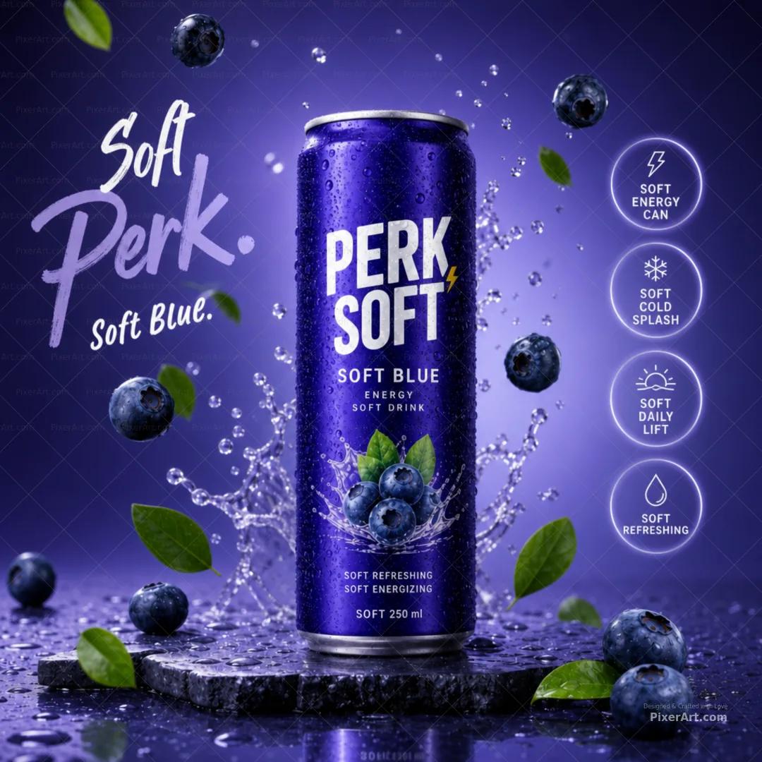 Perk Soft Blue Energy Can