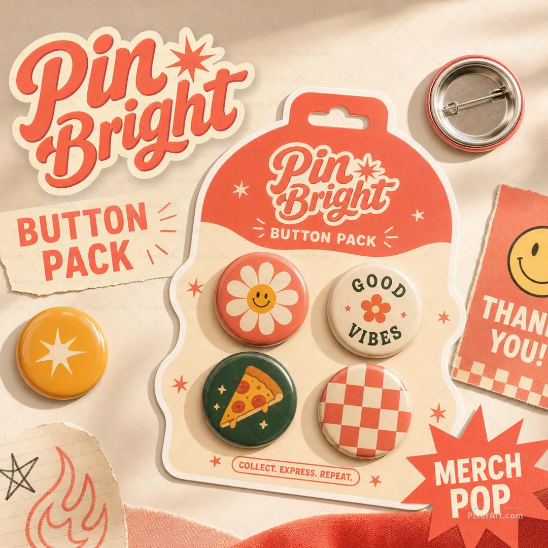 Pin Bright Button Badges