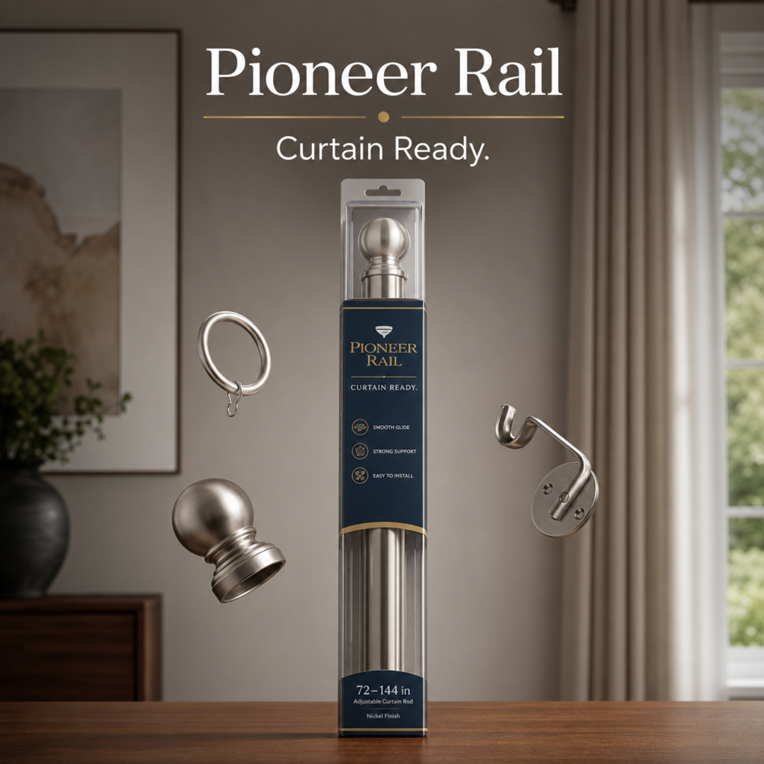 Pioneer Rail Curtain Rod Retail Sleeve + End-Cap Blister