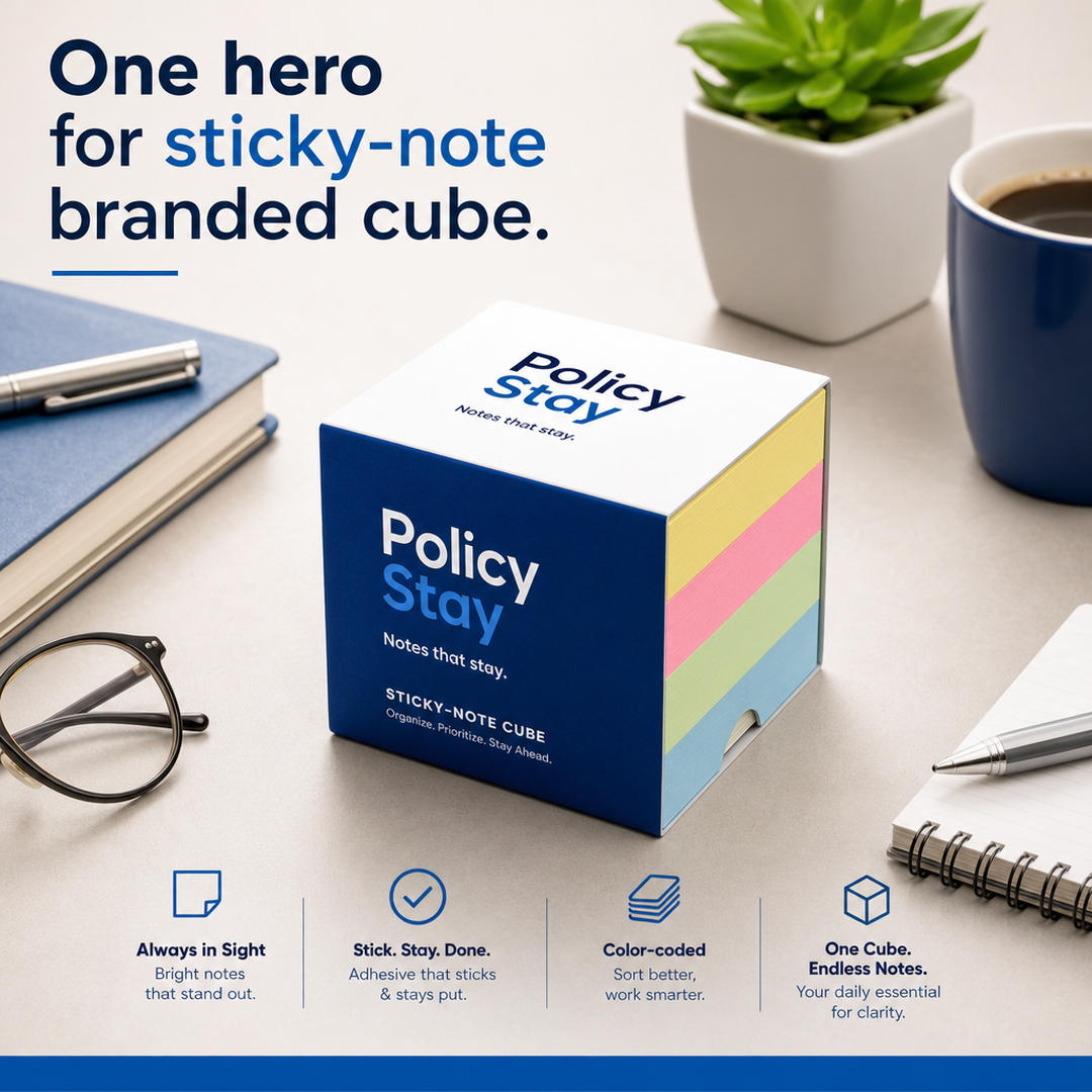 Policy Stay Sticky-note branded cube